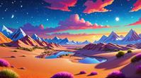 Peaceful, landscape of a cute Polar Desert Thermokarst Lake , Overdetailed art, Amusing