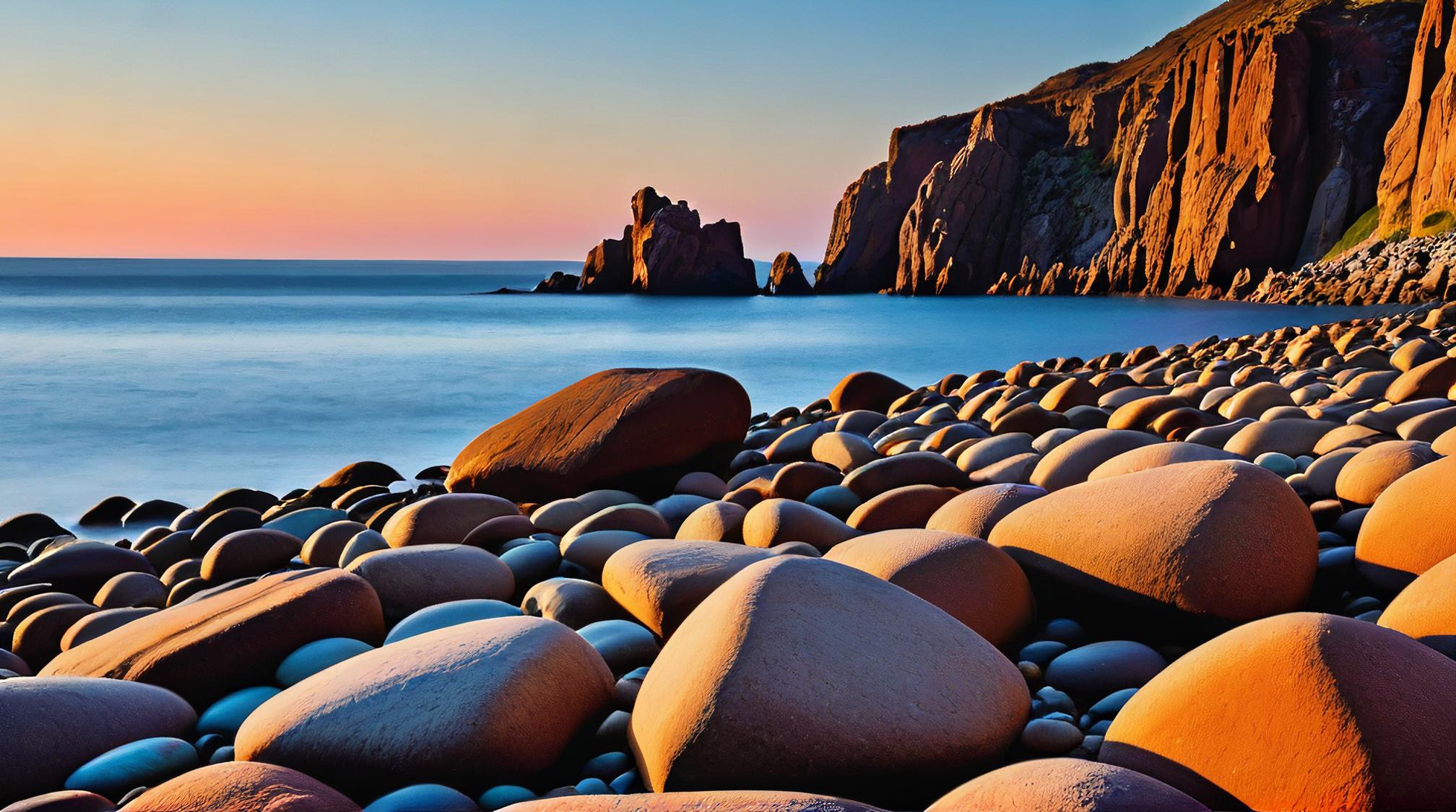 stylized by Barbara Stauffacher Solomon, landscape of a Rocky Shoreline, Depth of field mm, photo