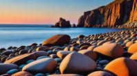 stylized by Barbara Stauffacher Solomon, landscape of a Rocky Shoreline, Depth of field mm, photo