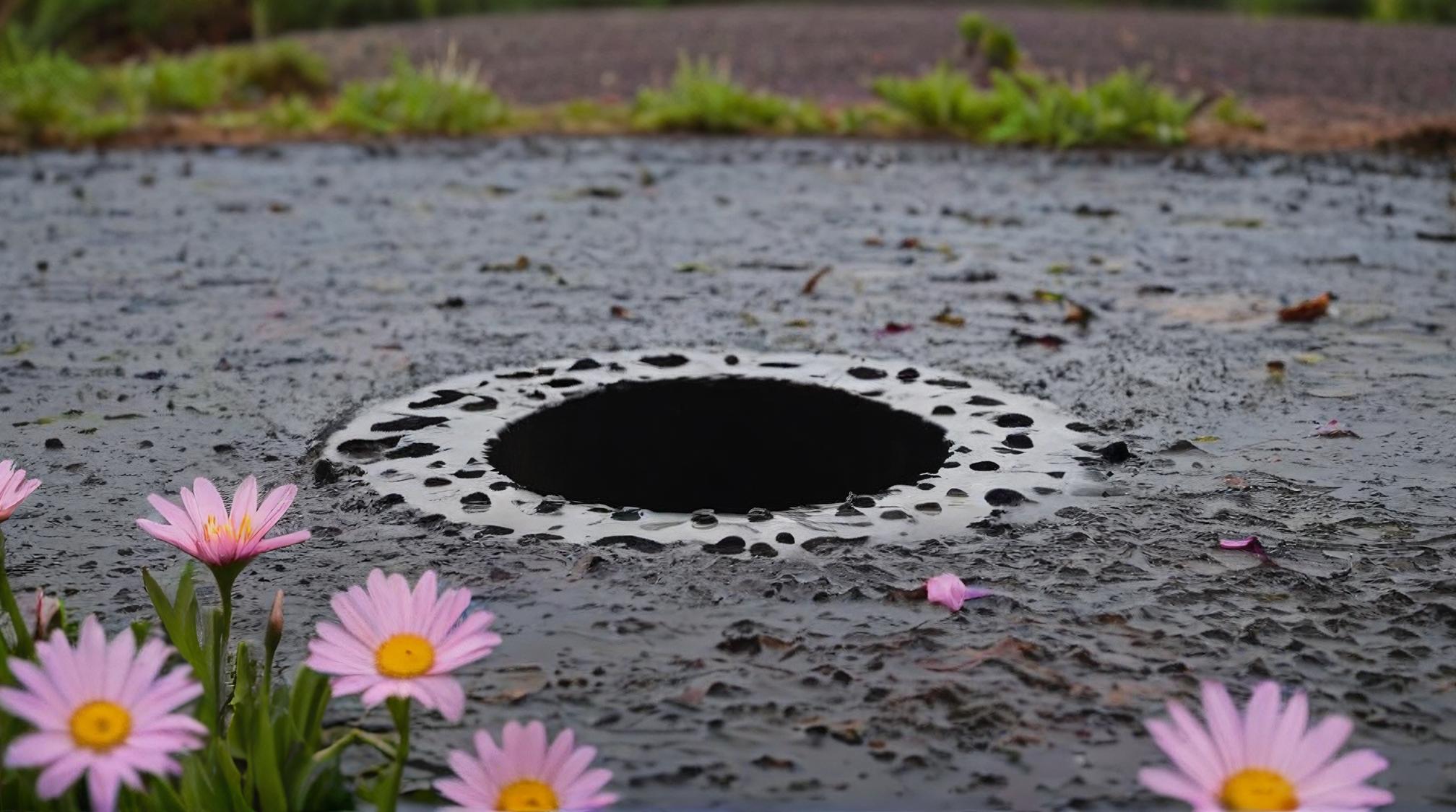 photograph, landscape of The Sludge and Black hole, Otherworldly and Flowery, Raining