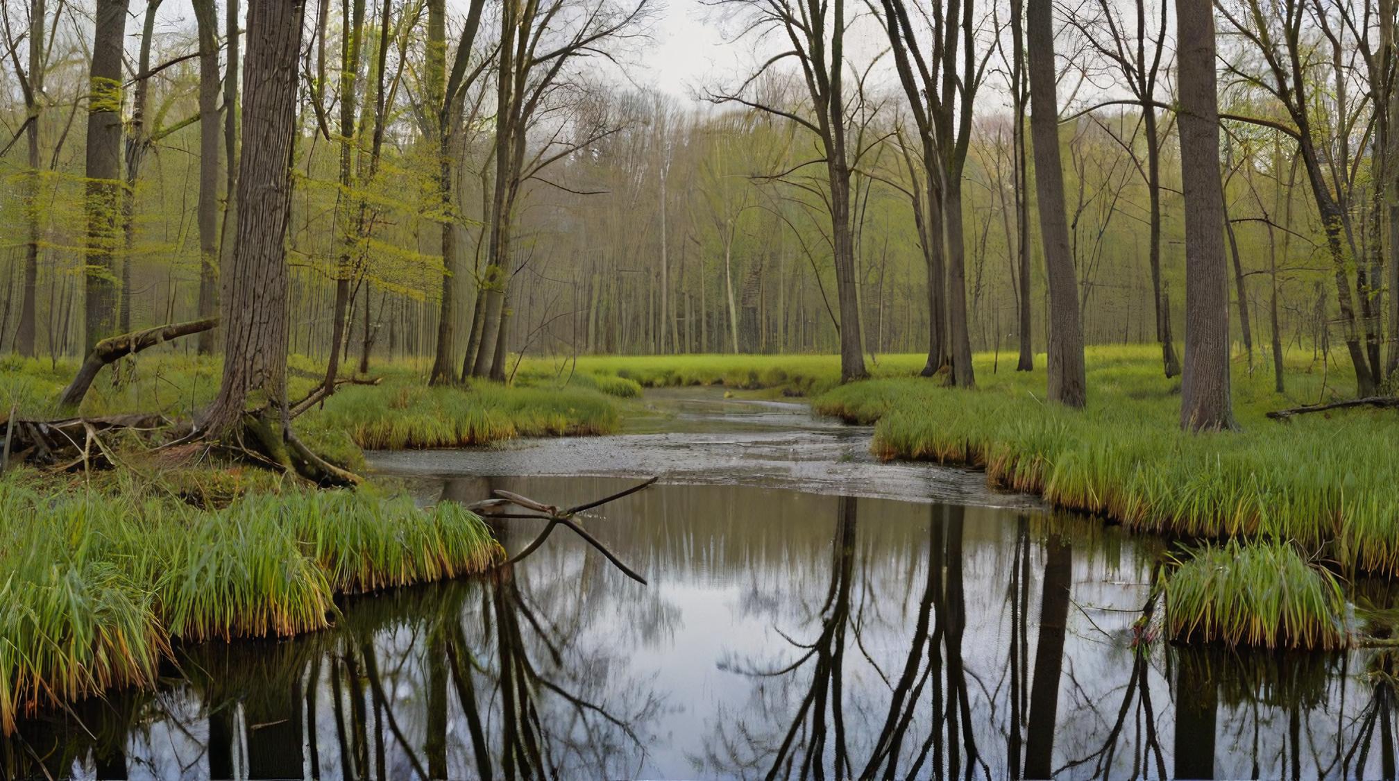 by Alec Soth , landscape of a Remarkable Wetland and Enchanted woodland glade, absurdres, photorealism
