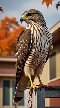 by Yanjun Cheng, Lee Bogle and Shepard Fairey, concept art, close up of a Cooper s Hawk Sitting at a Motel