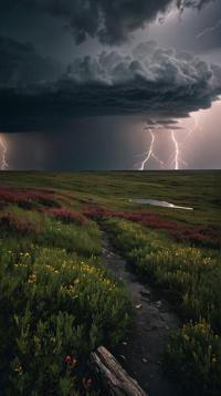photograph, landscape of a Tundra, Thunderstorm, Lustful