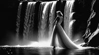 by Lillian Bassman, landscape of a Mid Ocean Ridge and Contemporary Rainbow over waterfall, Fall, Fashion and art