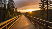 by Ernest Lawson , photograph, landscape of a S Tranquil Holo Walkway , Freeway in background