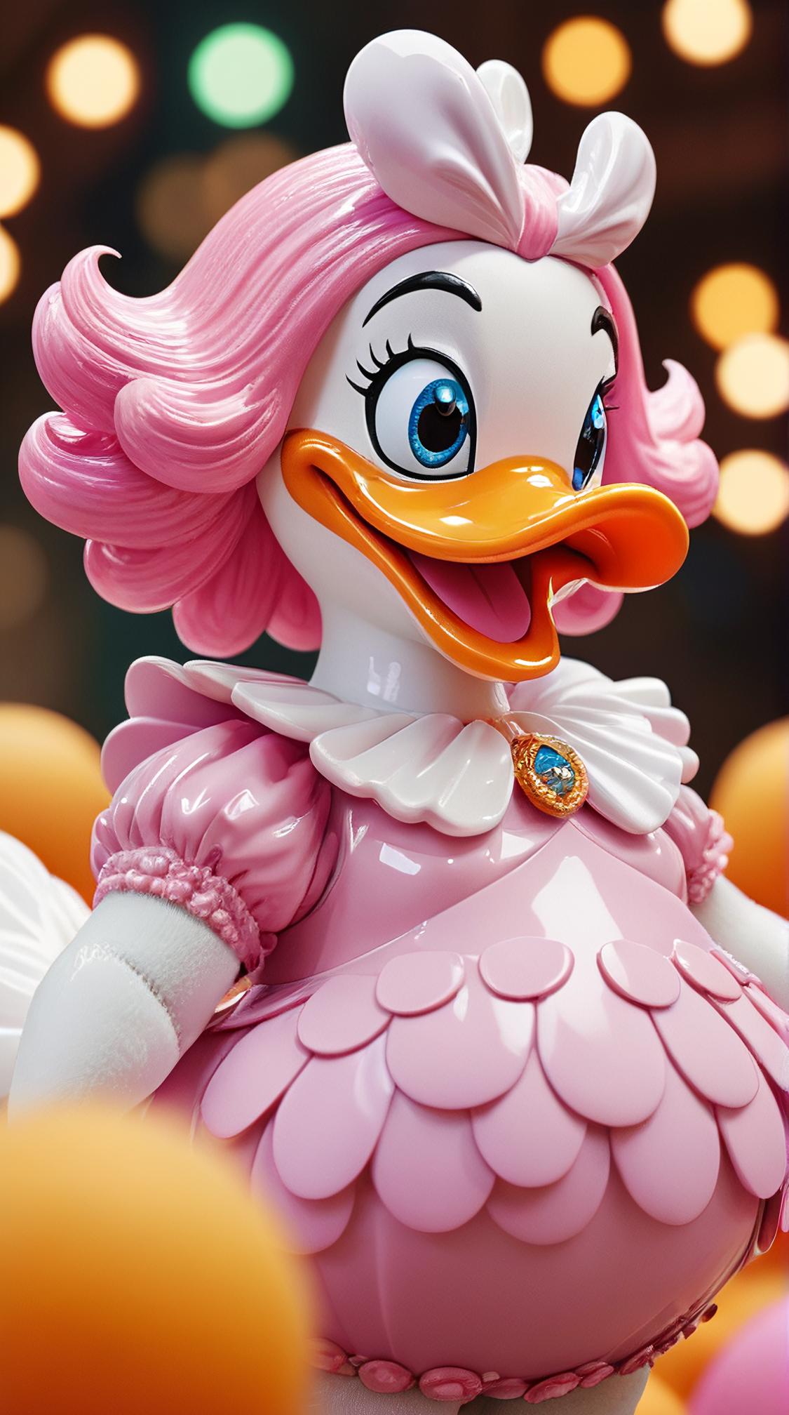 Digital art, body shot of a hefty Daisy Duck, Hard and Hairy,