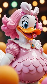 Digital art, body shot of a hefty Daisy Duck, Hard and Hairy,