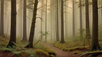 landscape of a Temperate Forest, art by Anne Brigman, Pastel Colors, photorealism