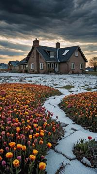 designed by Scott Samuel Summers , photograph, elegant, landscape of a Mad Ice Sheet and S Suburbia flowery field