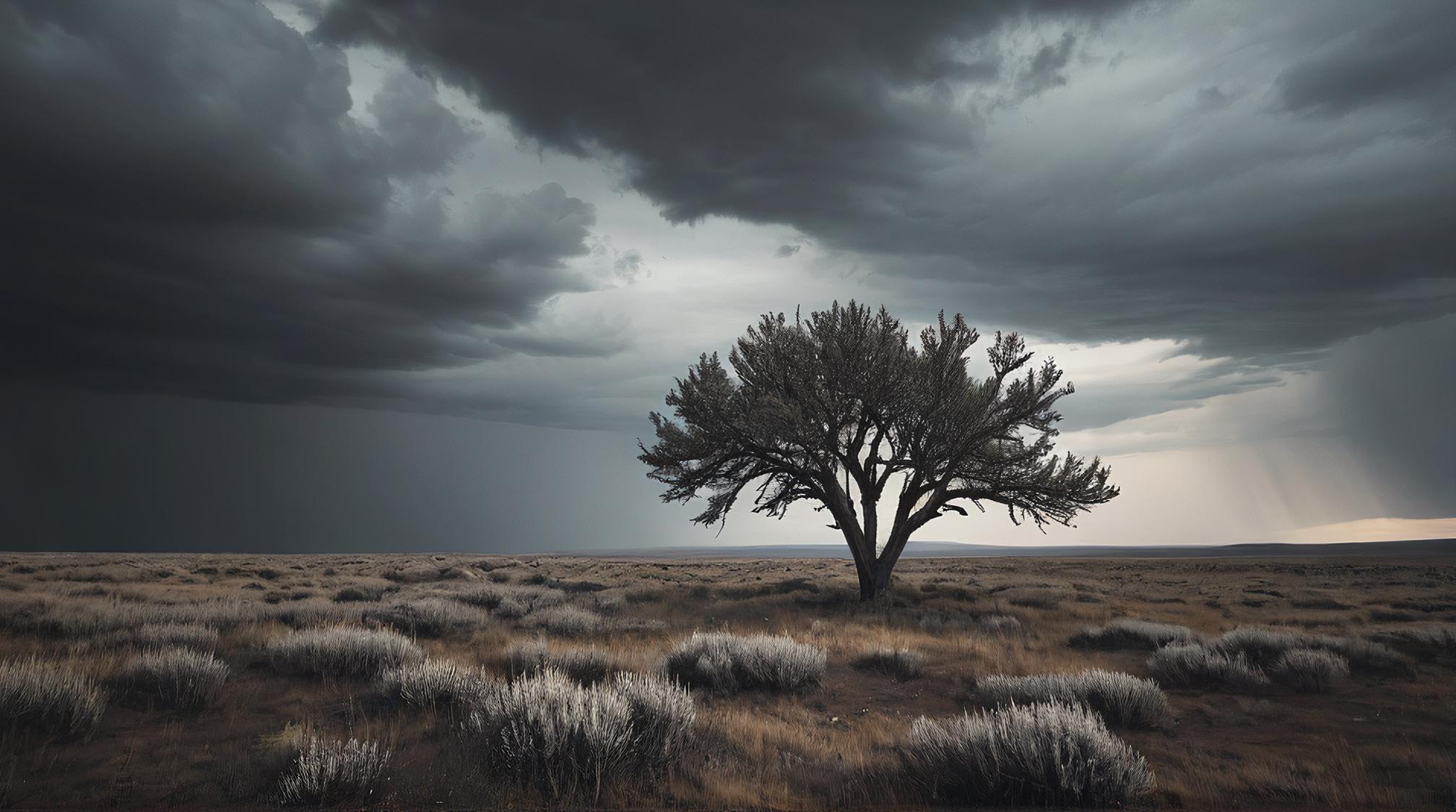 landscape of a Pictorial Steppe Tundra, Stormy weather, designed by Nicolas Bruno, Visual novel