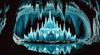 photograph, landscape of a Azure The Crystal Palace of King Oberon, inside a Titanium caverns, Ultra Detailed