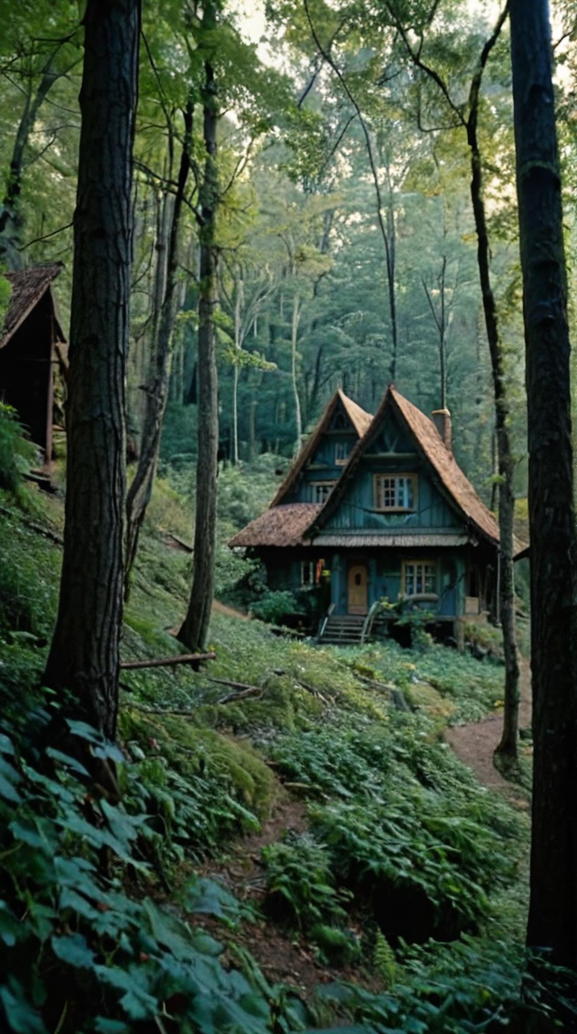 art by Francis Ford Coppola, photograph, landscape of a Whispering Woods Village of the Enchanted Glade from inside of a Kiev, it is Dreamlike and Angelic