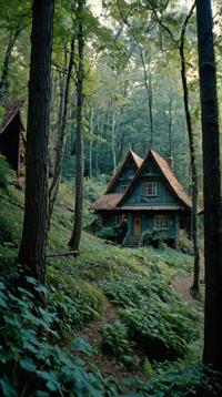 art by Francis Ford Coppola, photograph, landscape of a Whispering Woods Village of the Enchanted Glade from inside of a Kiev, it is Dreamlike and Angelic
