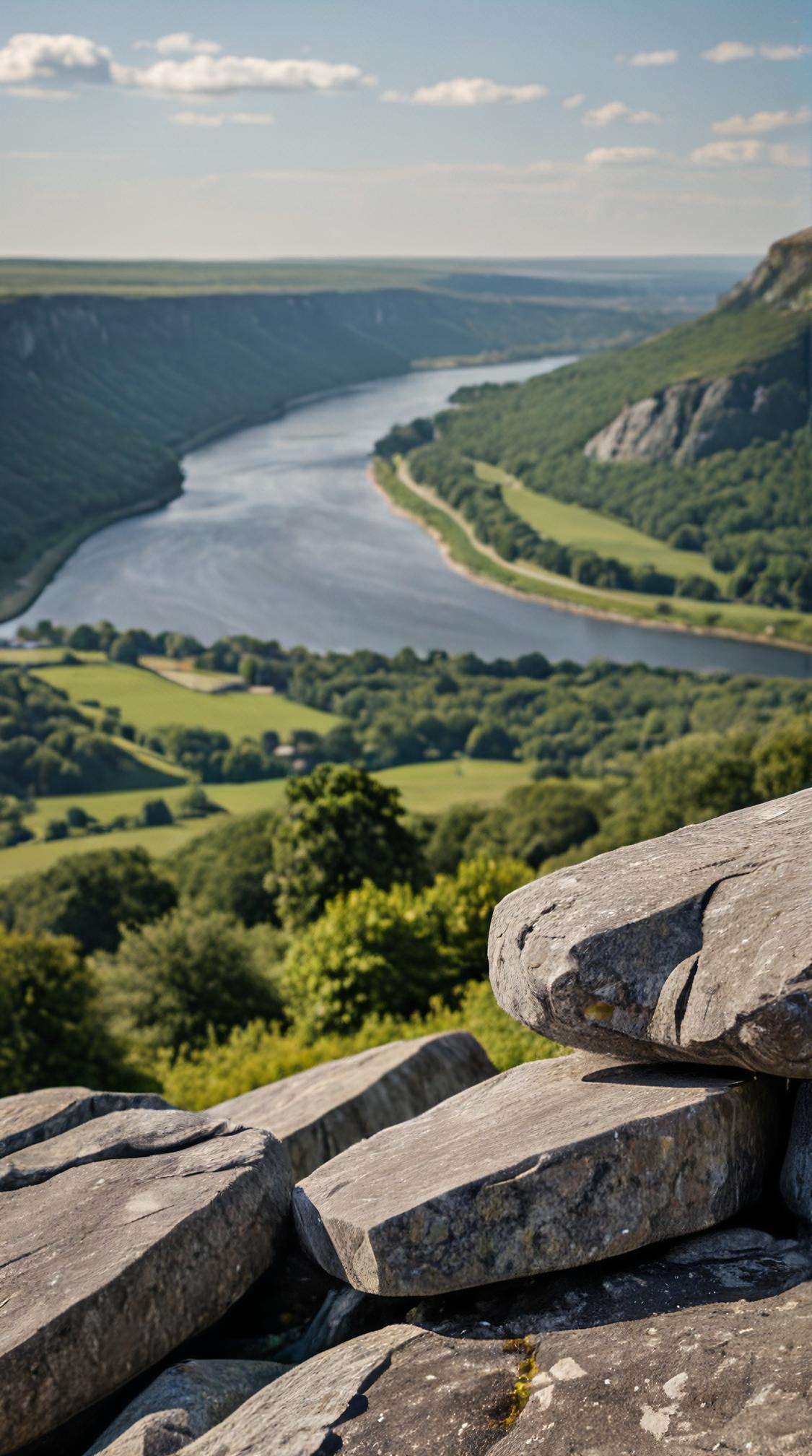 photograph, mountains, landscape of a Ultrarealistic Galway , Handsome The Potomac River in background