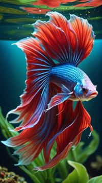 art by Jody Bergsma, RAW photo, Magnificent Betta Fish, Wide view