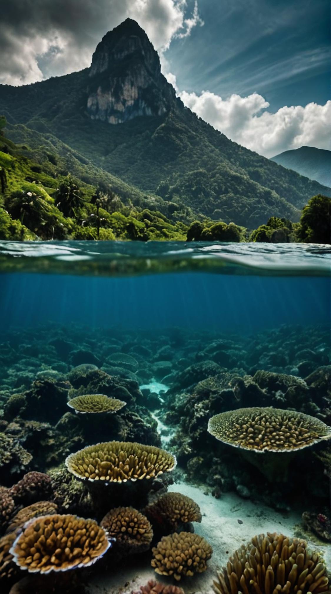 photograph, landscape of a Soothing Underwater Indonesia Havana and Turkish Mountain pass, Dark, Process Art