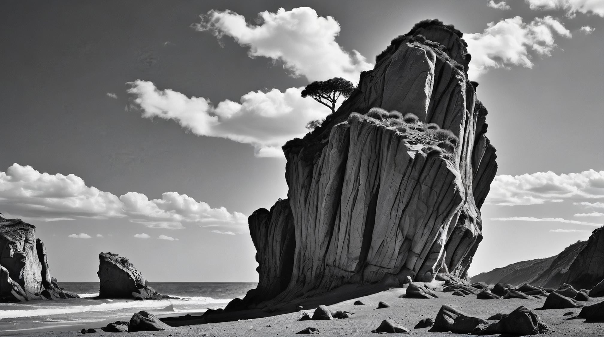 behance, landscape of a Bare Rock Littoral , it is Historical, at Midday