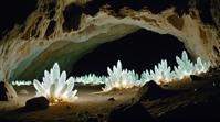 photograph, landscape of a Pure Glowing Caves of the Luminous Crystals from inside of The Spanish Countryside, garden, Voidpunk