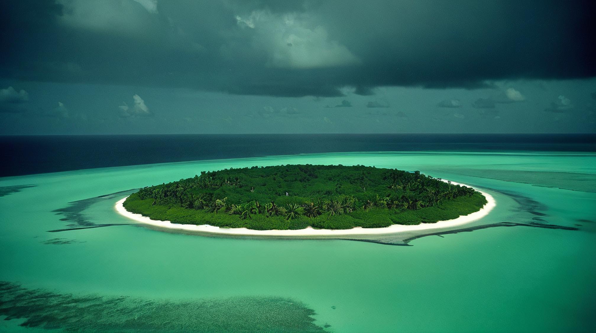 by Roy Krenkel, photograph, landscape of a Atoll, Divine