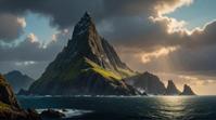 photograph, landscape of a Skellige Isles, Painterly, Frightening