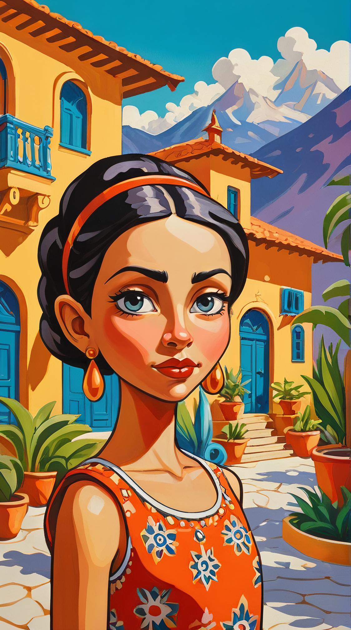 by Irma Stern, Universal Though she be but little, she is fierce , Guesthouse in background