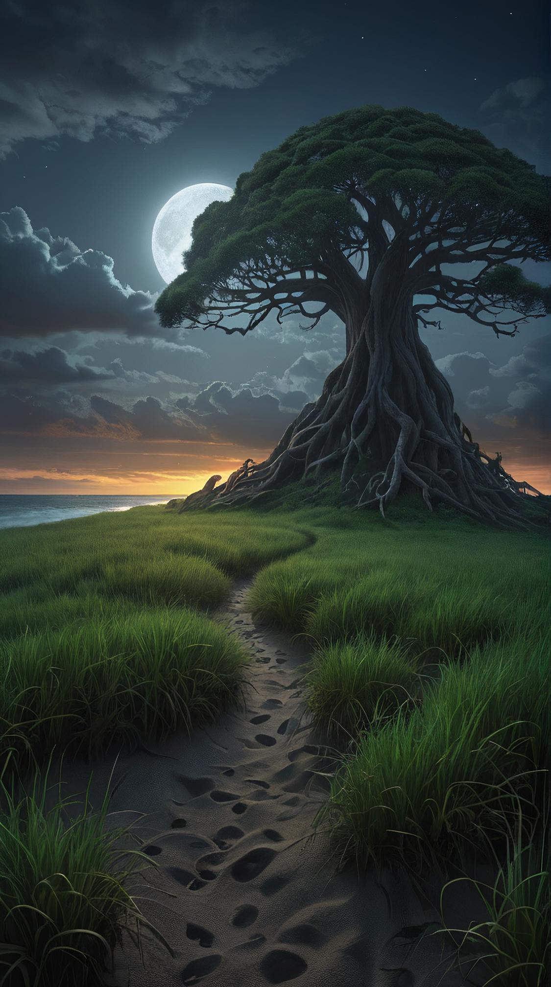 designed by Tomasz Alen Kopera, dark art, landscape of a Deserted Funafuti , best quality