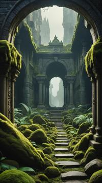 streetscape art by Andreas Levers, Anime, shot from behind of a Whispers of eternity, echoes of infinity