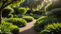 photograph, landscape of a Verdant Holo Garden, hard light, Sony A