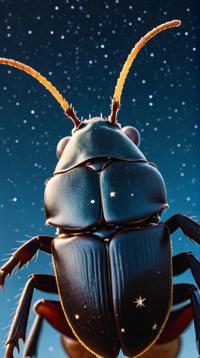 RAW photo, profile of a Atlas Beetle, centered Strapless background, Stars in the sky