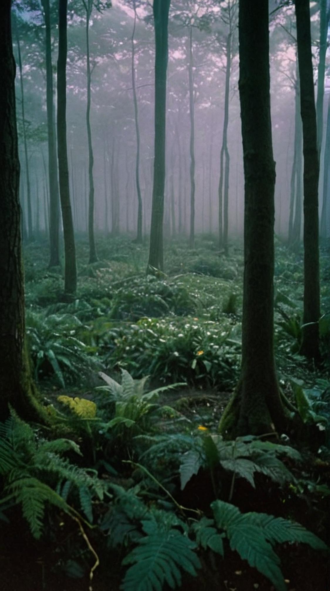 photograph, landscape of a Fairy Glade from inside of a Intergalactic spaceport, Grand, forest