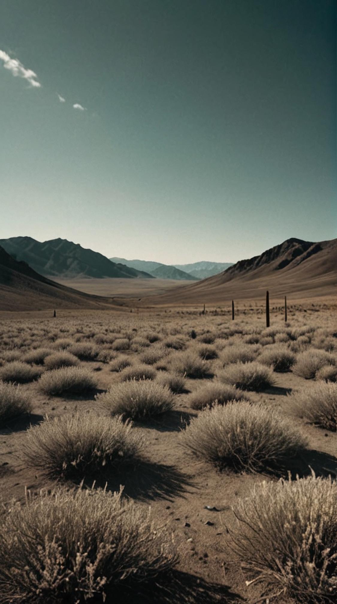 stylized by David Lynch Kenji Mizoguchi , photograph, landscape of a Ethereal Coastal Sage Scrub Shrub Steppe , filmmaker