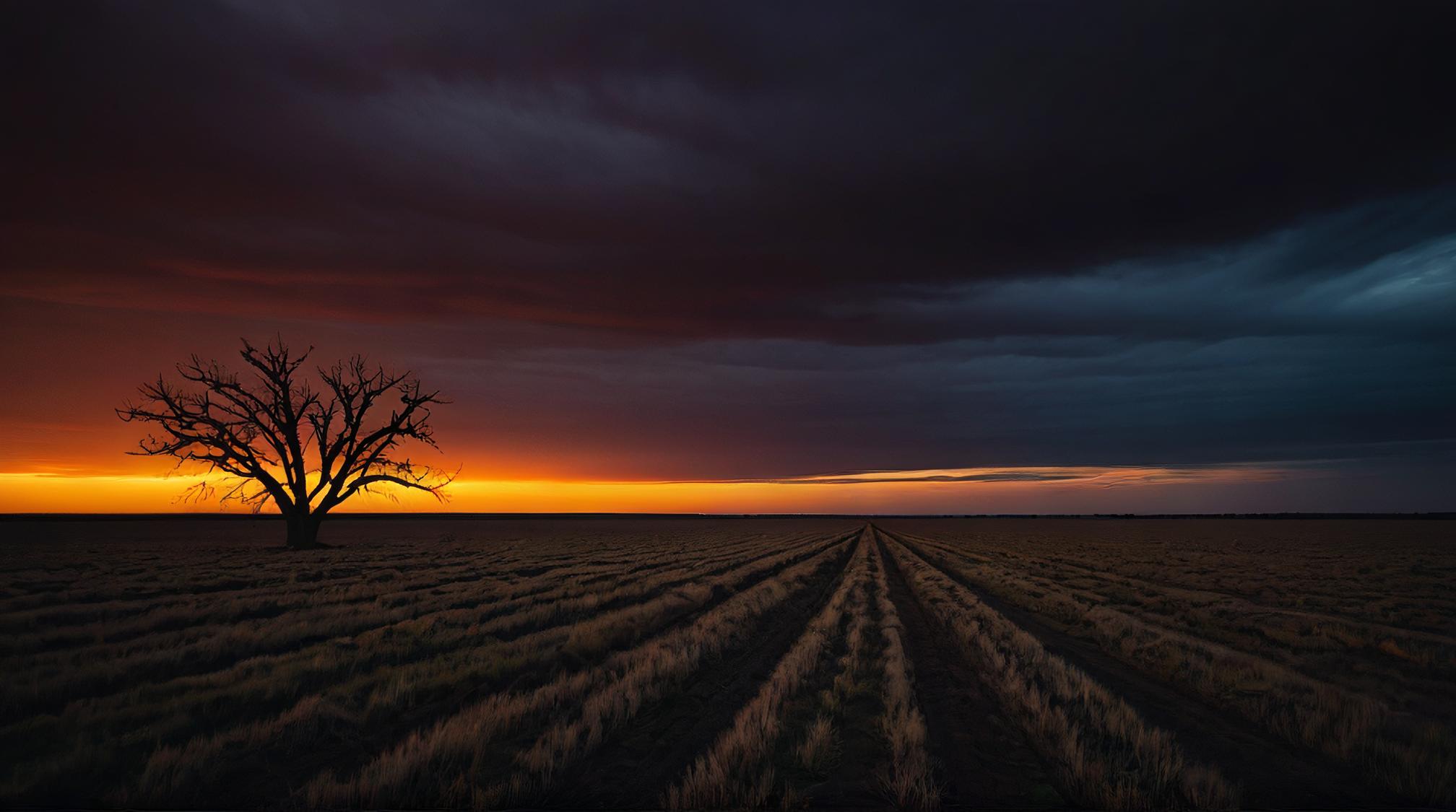 landscape of a Alvar Plain, at Twilight, Frightening, Ambient lighting