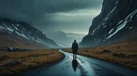 photograph, landscape of a Hostile Deadwind Pass and Black mirror, Raining, fantasy illustration