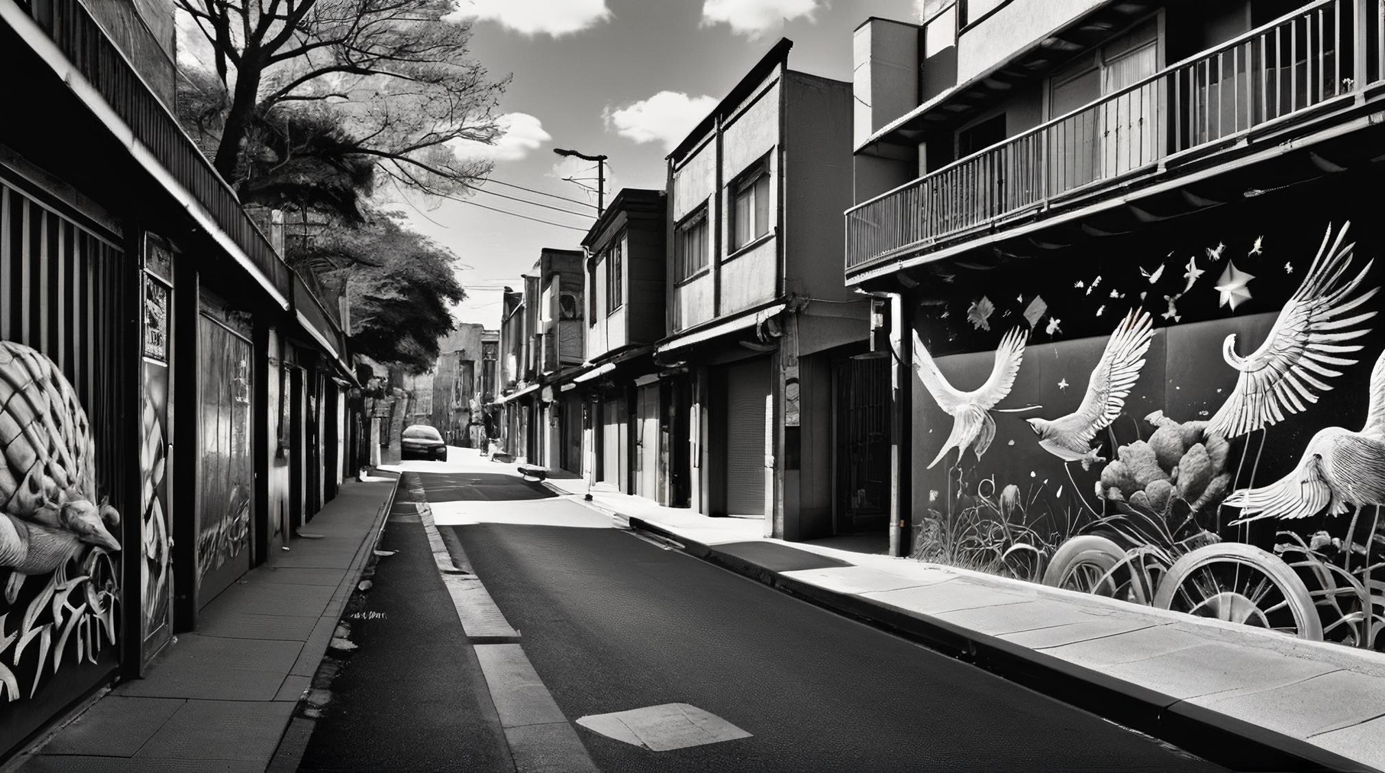 designed by Ayako Rokkaku and ROA , photograph, landscape of a Lovely Stellar Habitat, Bathed in shadows