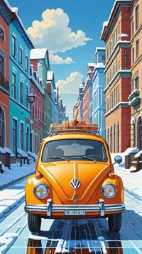 designed by Eugen Bracht and John Sloane , Oil painting, Substantive Atmospheric Volkswagen of Ice, with Zellige trimmings