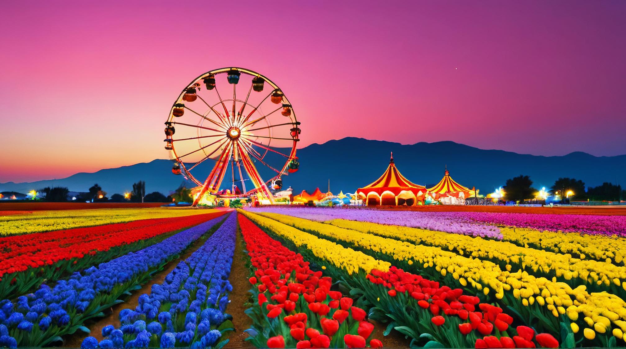 by Qiu Shengxian, photograph, triadic, landscape of a Carnival Night Zone