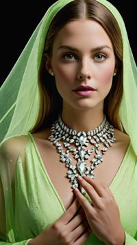 designed by Robby Cavanaugh, Irving Penn, close up of a Sexy midweight Female Ghost , wearing Diamond and Cashmere tunic