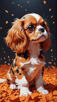 art by WLOP and Atey Ghailan , digital art, Vector Art, Sad Cavalier King Charles Spaniel Puppy