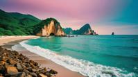photograph, landscape of a Littoral, dramatic lighting, dynamic