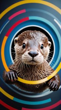 Cosplay Photograph, overhead angle of a Adorable Otter, graphic design art, bauhaus art by L szl Moholy Nagy Johannes Itten