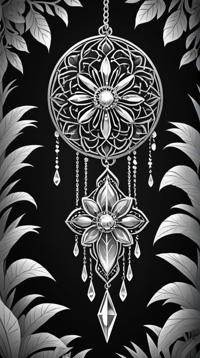 Concept art, Exotic Crystal pendulum , detailed with Mandala details, flora