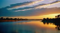 photograph, landscape of an exquisite dynamic Estuary and Zambia, Synthetism, Dramatic spotlight