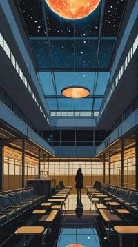 art by conrad roset, greg rutkowski and makoto shinkai, Water color painting, landscape of a Space Debris Field and Bus station