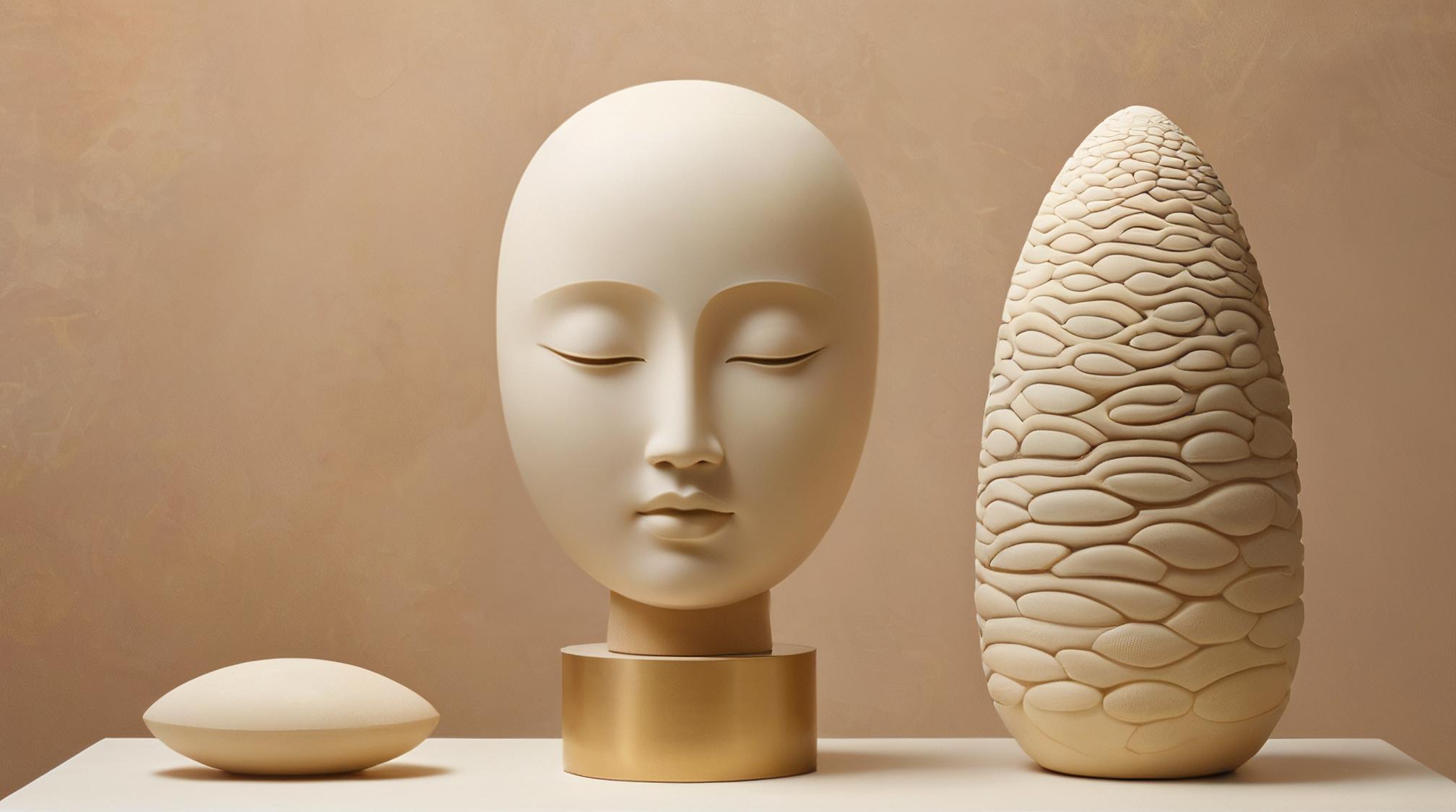 art by Constantin Brancusi and Hsiao Ron Cheng, photograph, landscape of a magnificent Majula Isle of Giants , Modernist sculpture