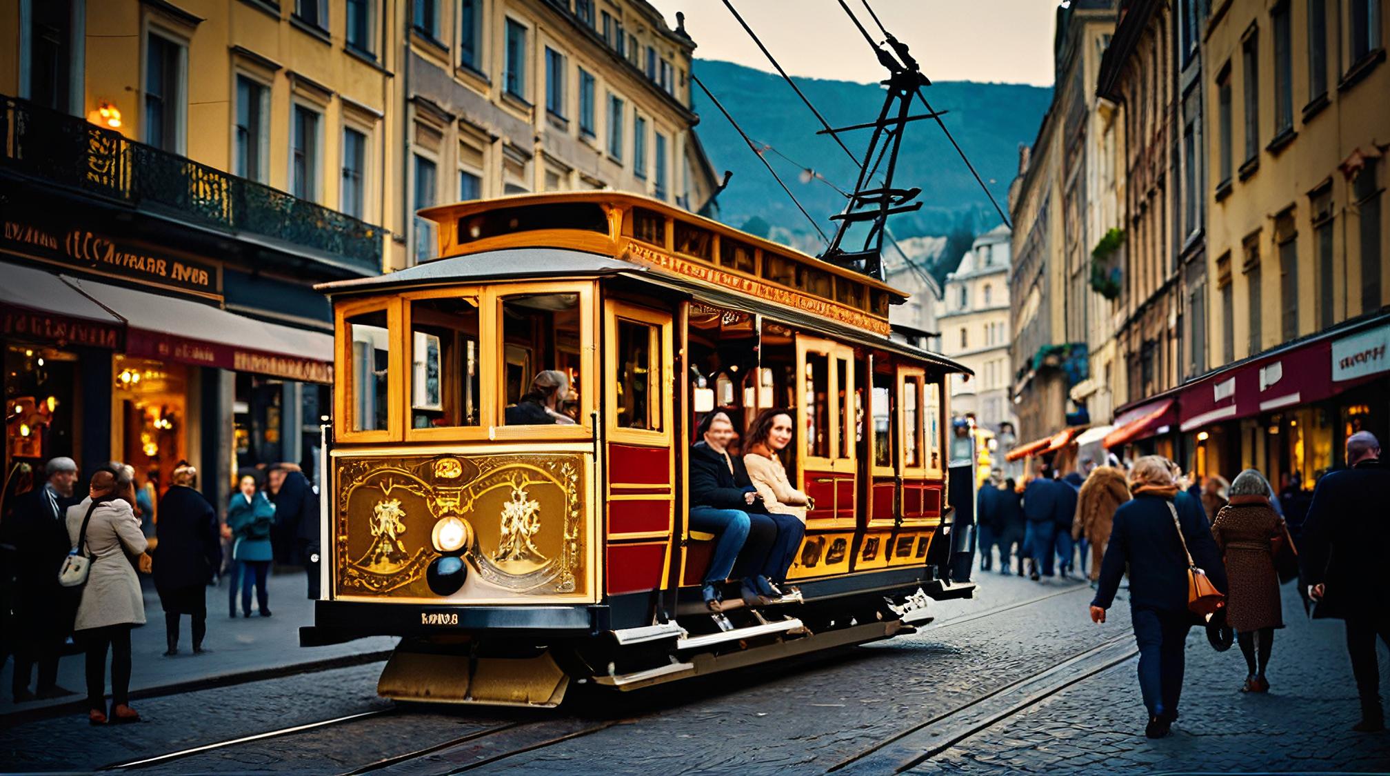 photograph, traditional Bohemian Cable car of Pleasure , it is made from Asteroid, detailed