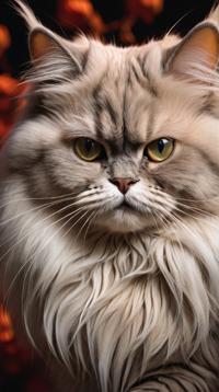 macro shot of, Bard Persian Cat, background is Toronto, Panorama