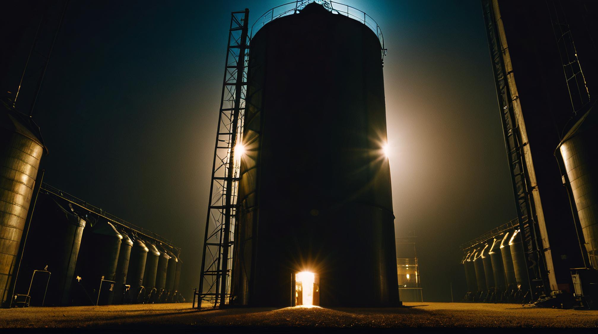 photograph, knee level shot of a Realistic Empire Grain silo, it is in a Victorian setting, Lonely