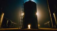 photograph, knee level shot of a Realistic Empire Grain silo, it is in a Victorian setting, Lonely