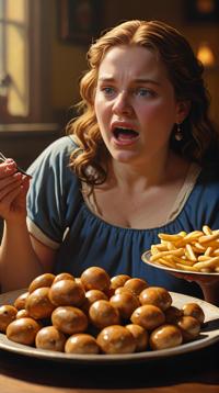 mundane Oil painting, Impressive The Story of Gluttony , shallow depth of field, Movie still