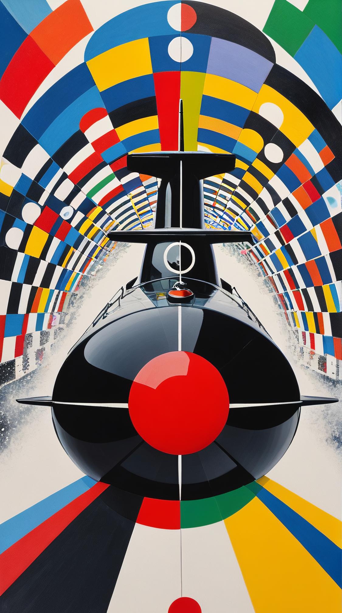 art by Sonia Delaunay , abstract art, Black mouthed Czech Submarine, Snowing